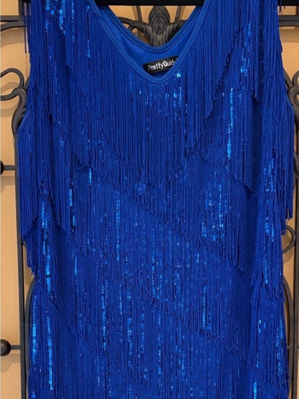 Fringe Sequin Mini Dress in Royal Blue by Pretty Guide. Flapper/Roaring Twenties